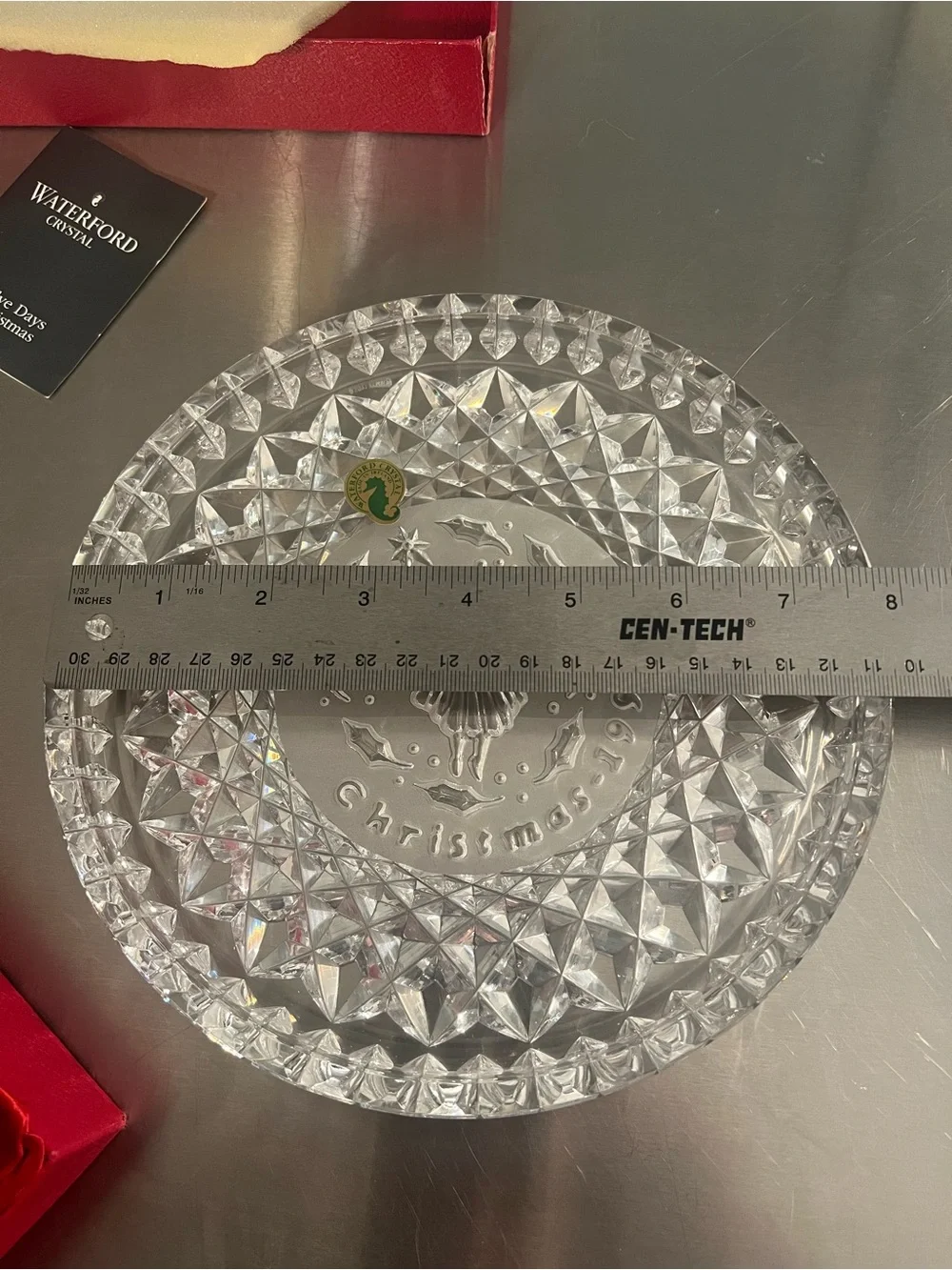 Waterford Crystal Clear Etched 'Christmas 1992' 12 Days of Christmas Plate/Box